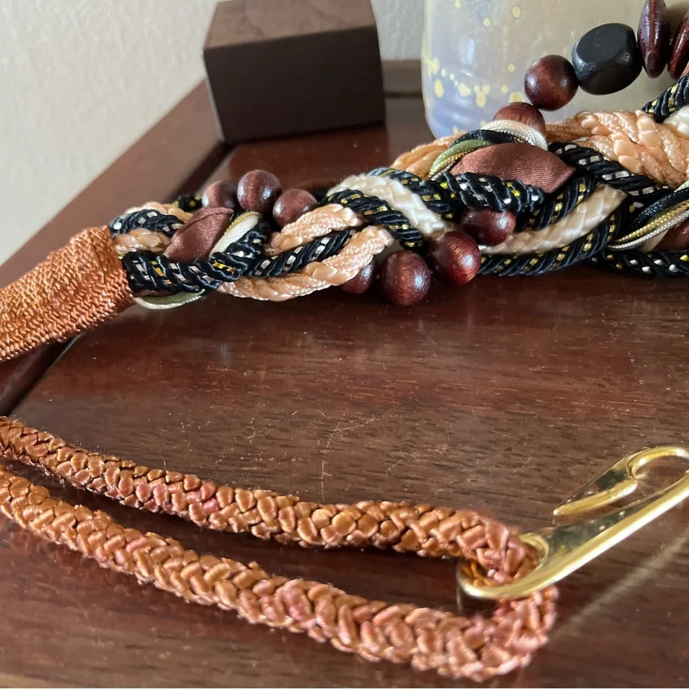 70’s fashion cords macrame style belt with gold hook closure - Picture 4 of 7